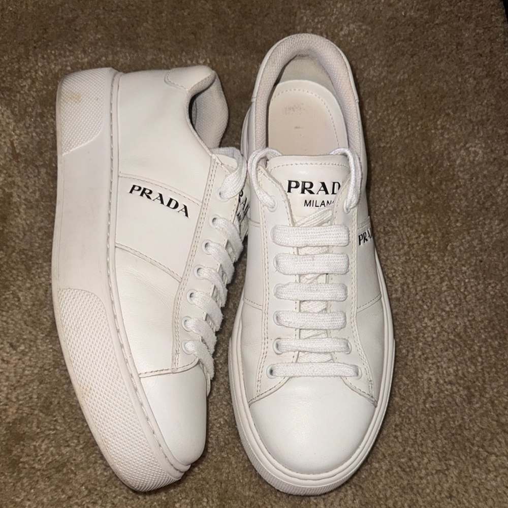 Prada Classic White Leather Sneakers